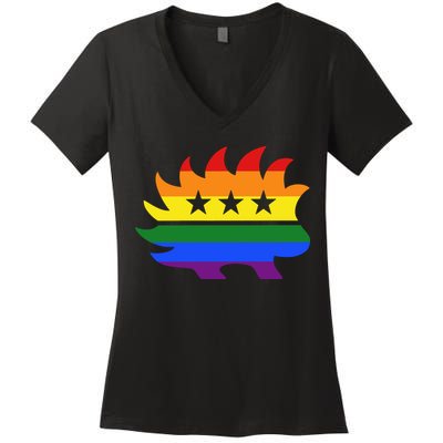Libertarian Party Porcupine Rainbow Women's V-Neck T-Shirt