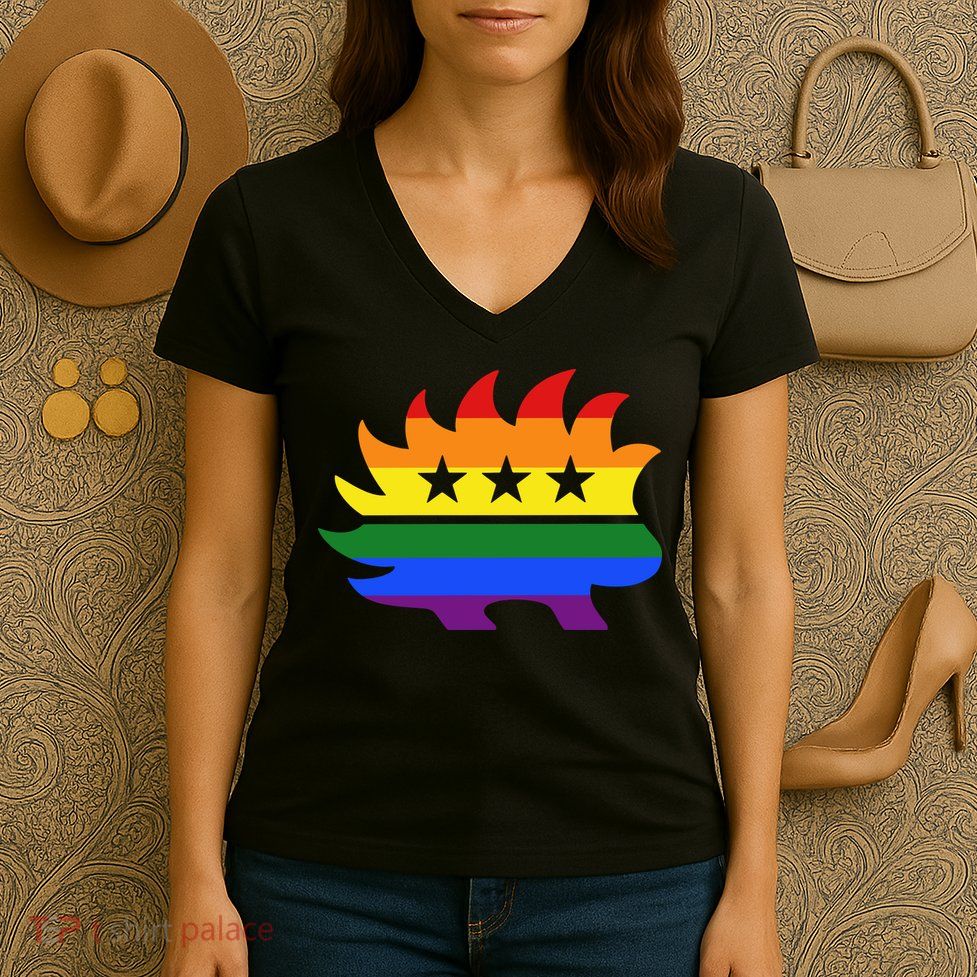 Libertarian Party Porcupine Rainbow Women's V-Neck T-Shirt