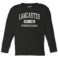 Lancaster Pennsylvania Pa Vintage Established Sports Toddler Long Sleeve Shirt