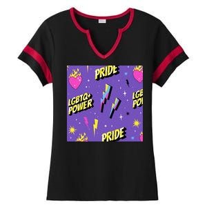 LGBTQ Power Pride Month Ladies Halftime Notch Neck Tee