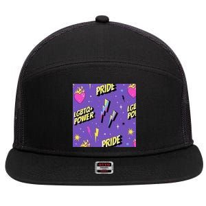 LGBTQ Power Pride Month 7 Panel Mesh Trucker Snapback Hat