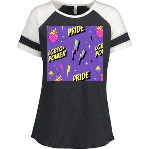 LGBTQ Power Pride Month Enza Ladies Jersey Colorblock Tee