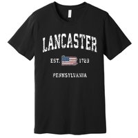 Lancaster Pennsylvania Pa Vintage American Flag Sports Premium T-Shirt