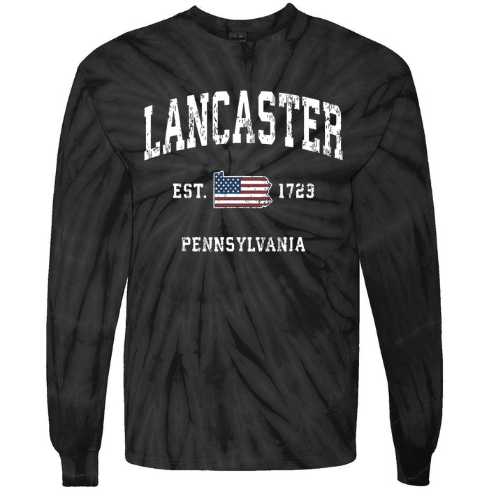 Lancaster Pennsylvania Pa Vintage American Flag Sports Tie-Dye Long Sleeve Shirt