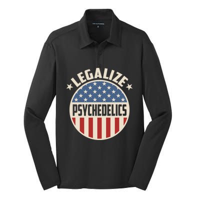 Legalize Psychedelics Pro Freedom Pro America Retro Us Flag Gift Silk Touch Performance Long Sleeve Polo