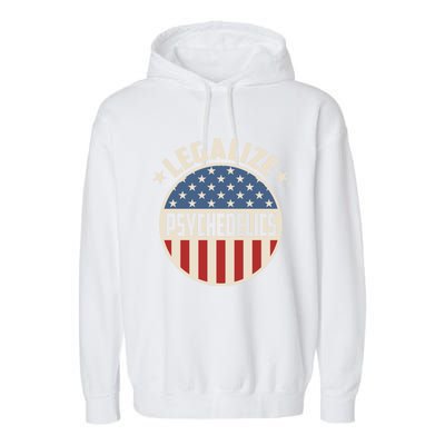 Legalize Psychedelics Pro Freedom Pro America Retro Us Flag Gift Garment-Dyed Fleece Hoodie