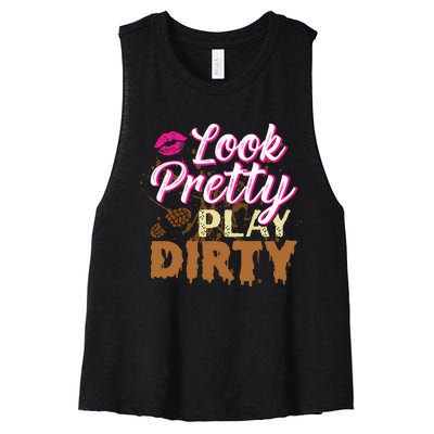 Look Pretty Play Dirty Mud Run Outfit For Mud Run Team Women's Racerback Cropped Tank