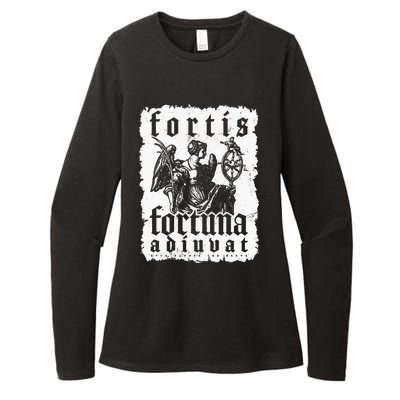 Latin Philosophy Quote Luck Bravery Fortis Fortuna Adiuvat Womens CVC Long Sleeve Shirt