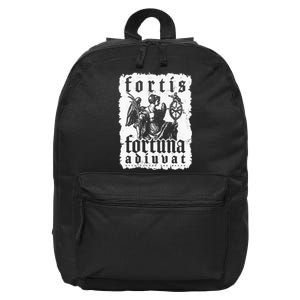 Latin Philosophy Quote Luck Bravery Fortis Fortuna Adiuvat 16 in Basic Backpack