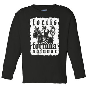 Latin Philosophy Quote Luck Bravery Fortis Fortuna Adiuvat Toddler Long Sleeve Shirt