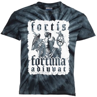 Latin Philosophy Quote Luck Bravery Fortis Fortuna Adiuvat Kids Tie-Dye T-Shirt