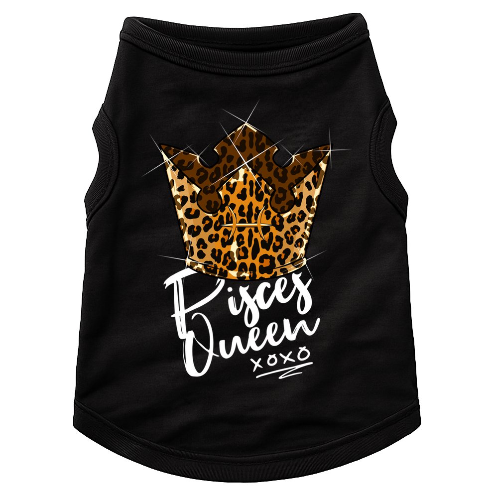 Leopard Pisces Queen Zodiac Sign With Leopard Pattern Crown Gift Doggie Tank