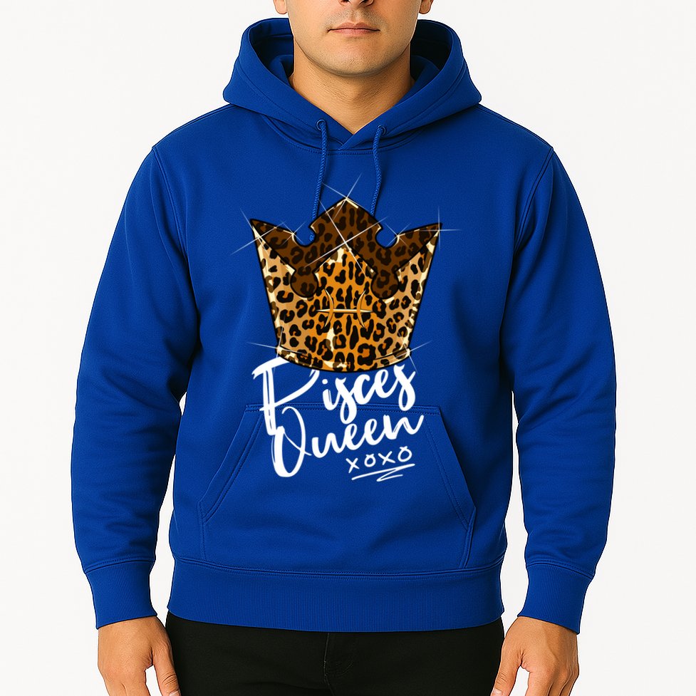 Leopard Pisces Queen Zodiac Sign With Leopard Pattern Crown Gift Hoodie