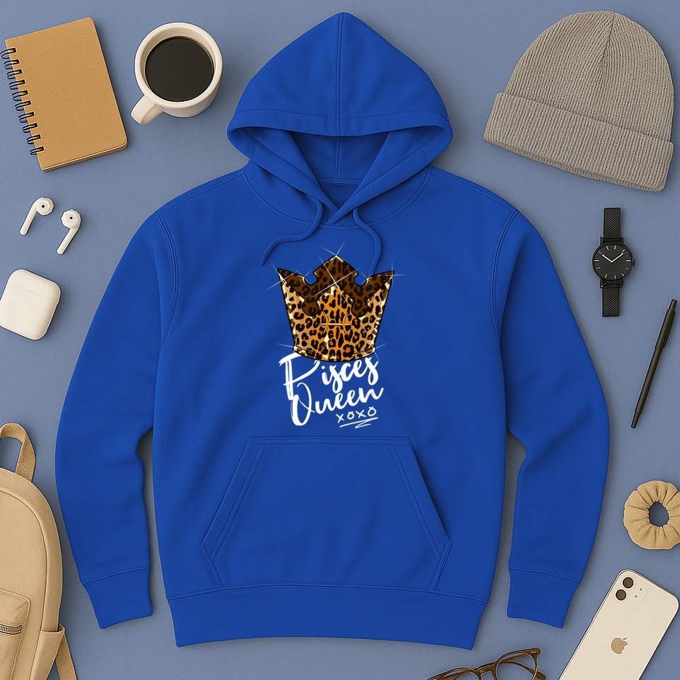 Leopard Pisces Queen Zodiac Sign With Leopard Pattern Crown Gift Hoodie
