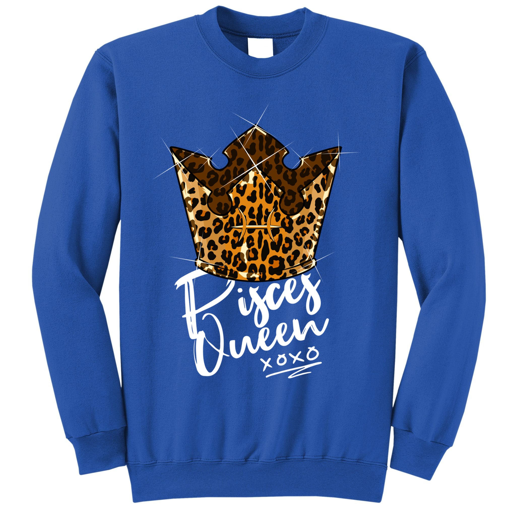 Leopard Pisces Queen Zodiac Sign With Leopard Pattern Crown Gift Sweatshirt