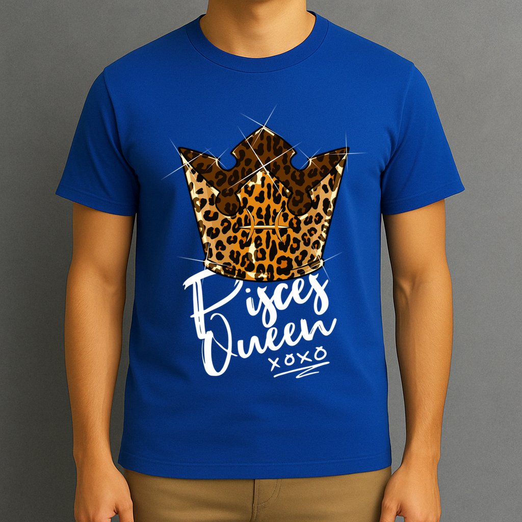 Leopard Pisces Queen Zodiac Sign With Leopard Pattern Crown Gift T-Shirt