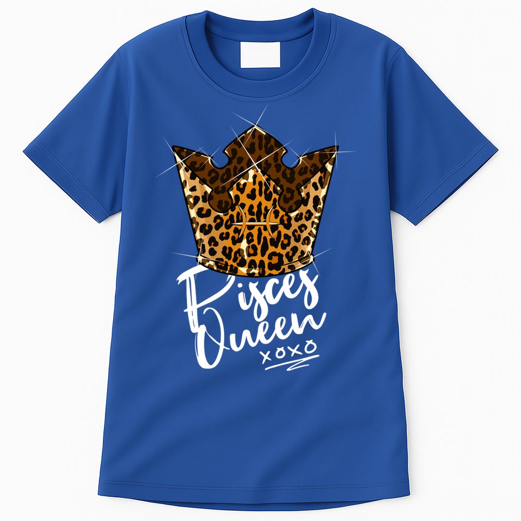Leopard Pisces Queen Zodiac Sign With Leopard Pattern Crown Gift Tall T-Shirt
