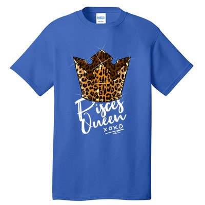 Leopard Pisces Queen Zodiac Sign With Leopard Pattern Crown Gift Tall T-Shirt