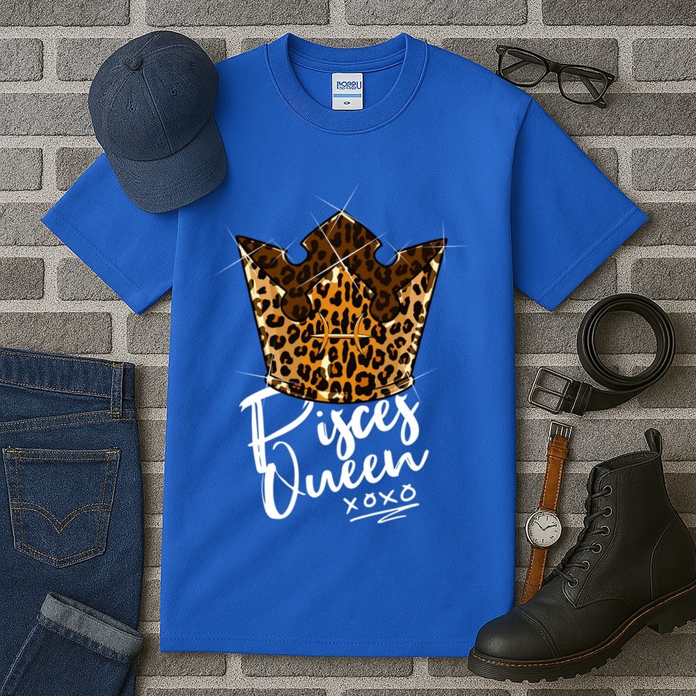 Leopard Pisces Queen Zodiac Sign With Leopard Pattern Crown Gift Tall T-Shirt