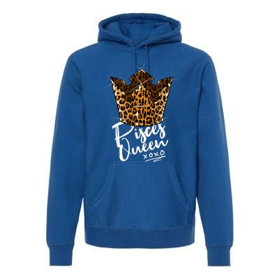 Leopard Pisces Queen Zodiac Sign With Leopard Pattern Crown Gift Premium Hoodie