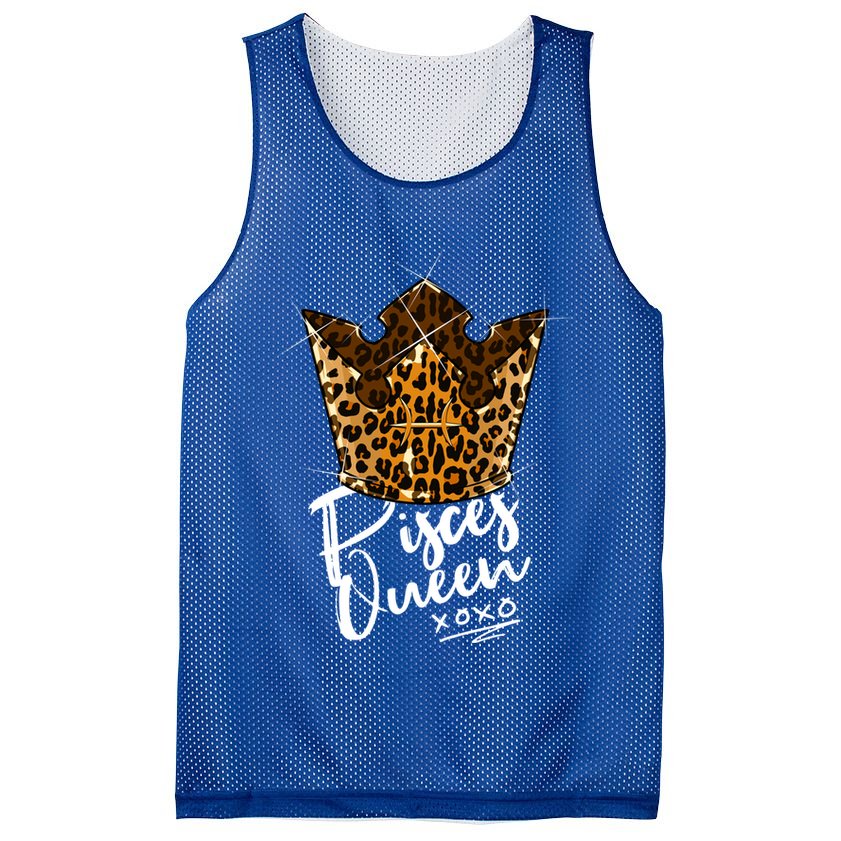Leopard Pisces Queen Zodiac Sign With Leopard Pattern Crown Gift Mesh Reversible Basketball Jersey Tank
