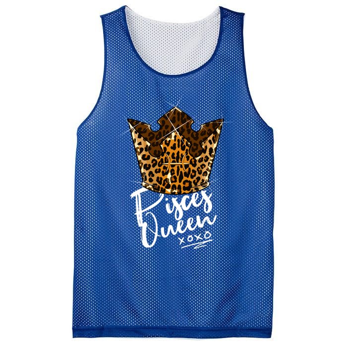 Leopard Pisces Queen Zodiac Sign With Leopard Pattern Crown Gift Mesh Reversible Basketball Jersey Tank