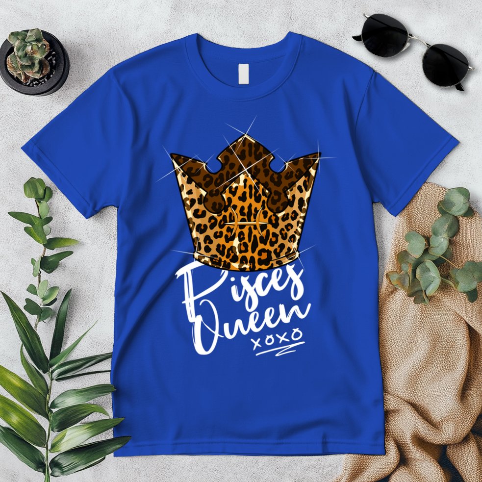 Leopard Pisces Queen Zodiac Sign With Leopard Pattern Crown Gift Premium T-Shirt