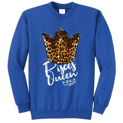 Leopard Pisces Queen Zodiac Sign With Leopard Pattern Crown Gift Tall Sweatshirt