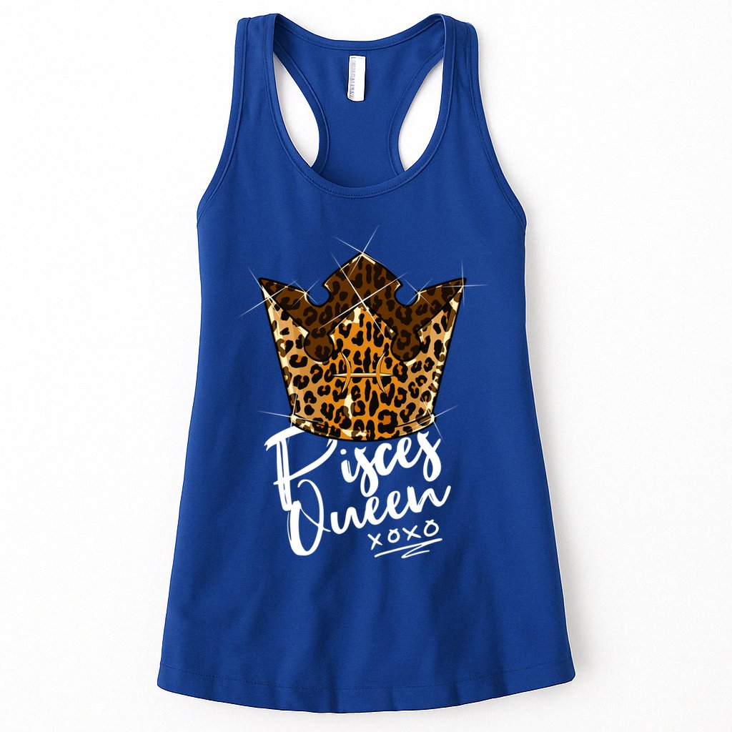 Leopard Pisces Queen Zodiac Sign With Leopard Pattern Crown Gift Womens Tank Top