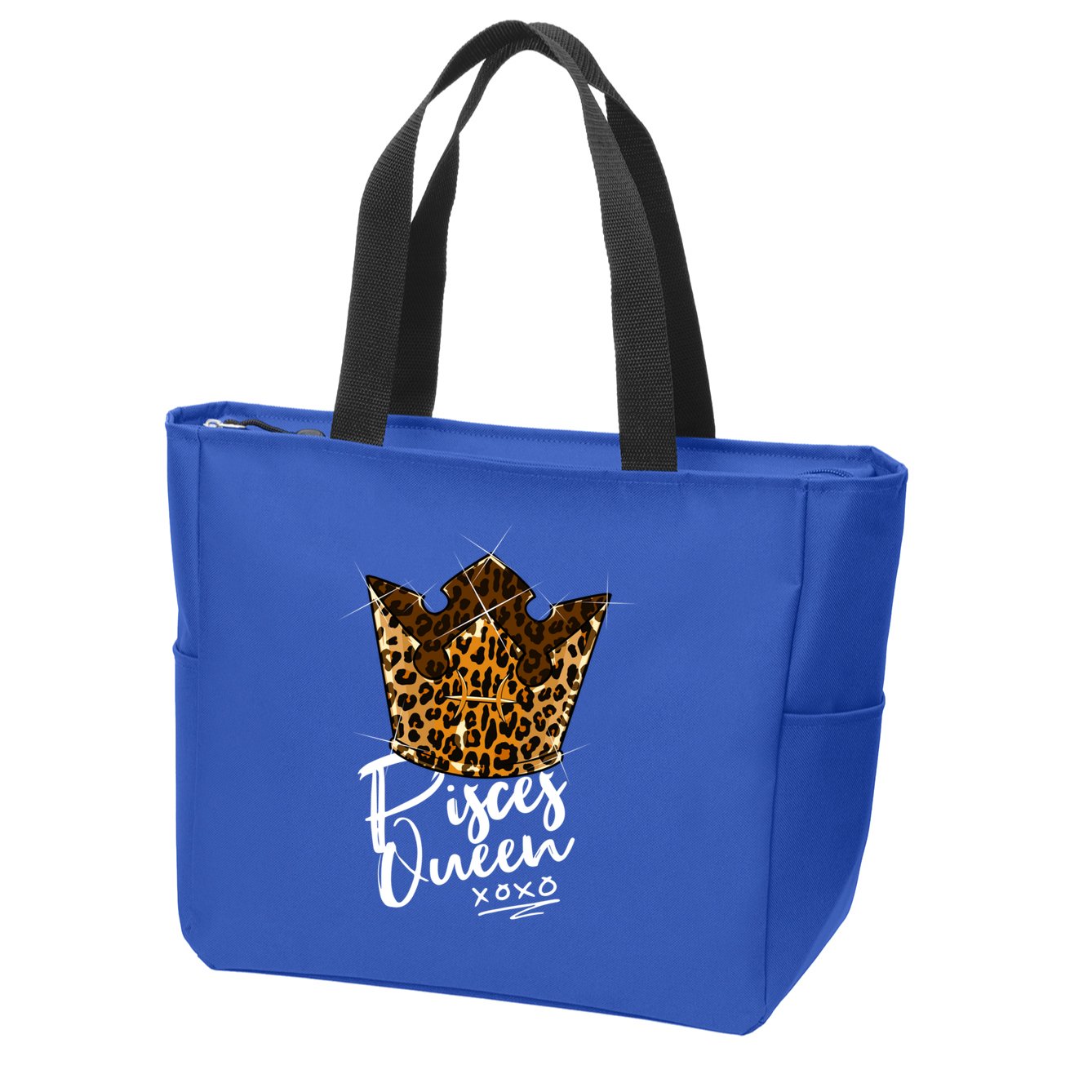 Leopard Pisces Queen Zodiac Sign With Leopard Pattern Crown Gift Zip Tote Bag