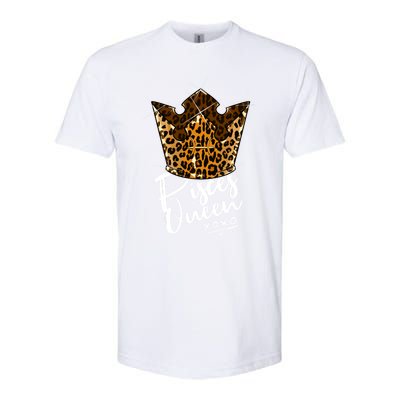 Leopard Pisces Queen Zodiac Sign With Leopard Pattern Crown Gift Softstyle CVC T-Shirt