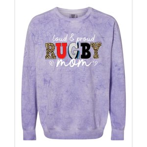 Loud Proud Rugby Mom Leopard Mama Mommy Mothers Day Gift Colorblast Crewneck Sweatshirt