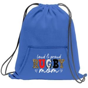 Loud Proud Rugby Mom Leopard Mama Mommy Mothers Day Gift Sweatshirt Cinch Pack Bag