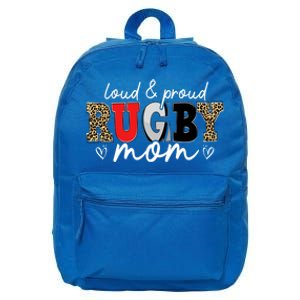 Loud Proud Rugby Mom Leopard Mama Mommy Mothers Day Gift 16 in Basic Backpack