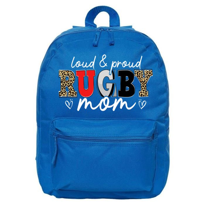 Loud Proud Rugby Mom Leopard Mama Mommy Mothers Day Gift 16 in Basic Backpack