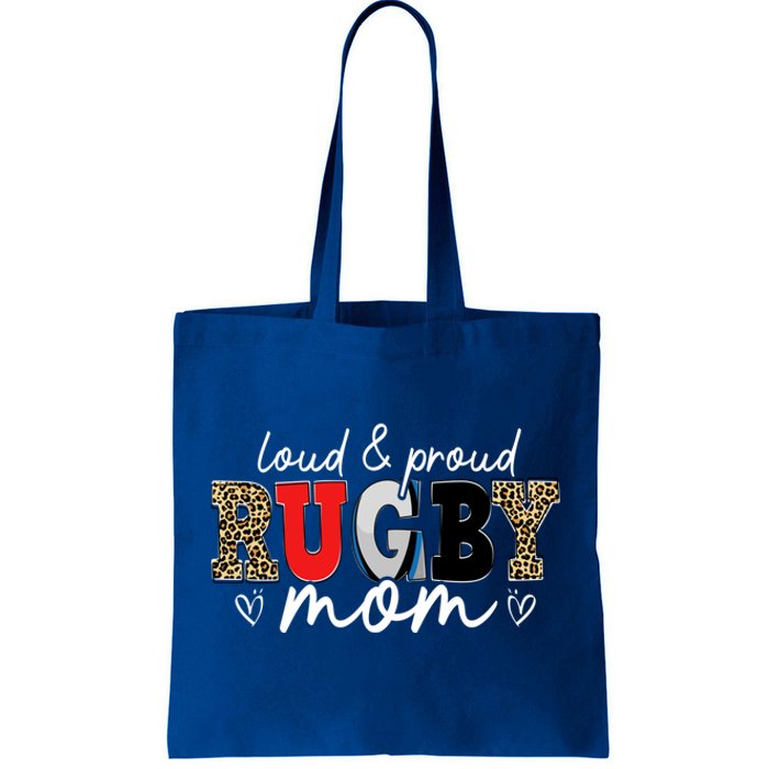 Loud Proud Rugby Mom Leopard Mama Mommy Mothers Day Gift Tote Bag