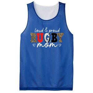 Loud Proud Rugby Mom Leopard Mama Mommy Mothers Day Gift Mesh Reversible Basketball Jersey Tank