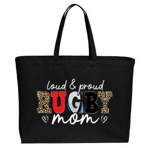 Loud Proud Rugby Mom Leopard Mama Mommy Mothers Day Gift Cotton Canvas Jumbo Tote