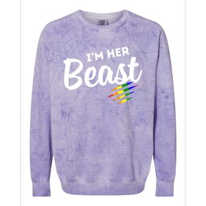 Lgbt Pride Rainbow Couples For Lesbians I'm Her Beast Beauty Gift Colorblast Crewneck Sweatshirt