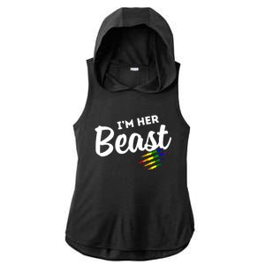 Lgbt Pride Rainbow Couples For Lesbians I'm Her Beast Beauty Gift Ladies PosiCharge Tri-Blend Wicking Draft Hoodie Tank