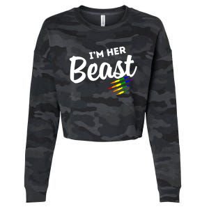 Lgbt Pride Rainbow Couples For Lesbians I'm Her Beast Beauty Gift Cropped Pullover Crew