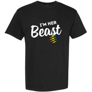 Lgbt Pride Rainbow Couples For Lesbians I'm Her Beast Beauty Gift Garment-Dyed Heavyweight T-Shirt