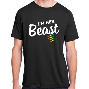 Lgbt Pride Rainbow Couples For Lesbians I'm Her Beast Beauty Gift Adult ChromaSoft Performance T-Shirt