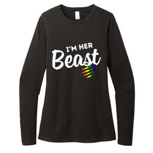 Lgbt Pride Rainbow Couples For Lesbians I'm Her Beast Beauty Gift Womens CVC Long Sleeve Shirt