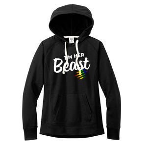 Lgbt Pride Rainbow Couples For Lesbians I'm Her Beast Beauty Gift Women's Fleece Hoodie