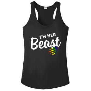 Lgbt Pride Rainbow Couples For Lesbians I'm Her Beast Beauty Gift Ladies PosiCharge Competitor Racerback Tank