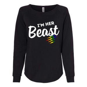 Lgbt Pride Rainbow Couples For Lesbians I'm Her Beast Beauty Gift Womens California Wash Sweatshirt