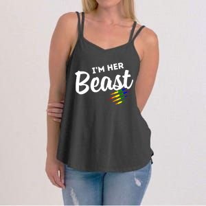 Lgbt Pride Rainbow Couples For Lesbians I'm Her Beast Beauty Gift Women's Strappy Tank