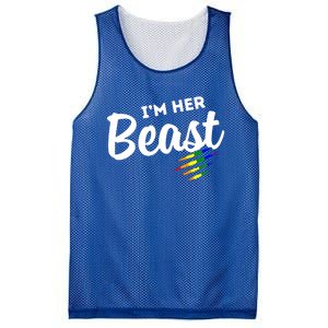 Lgbt Pride Rainbow Couples For Lesbians I'm Her Beast Beauty Gift Mesh Reversible Basketball Jersey Tank