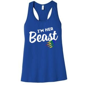 Lgbt Pride Rainbow Couples For Lesbians I'm Her Beast Beauty Gift Women's Racerback Tank